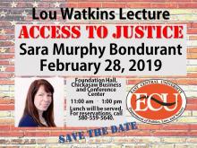 Sara Murphy Bondurant to speak at ECU's Lou Watkins Lecture