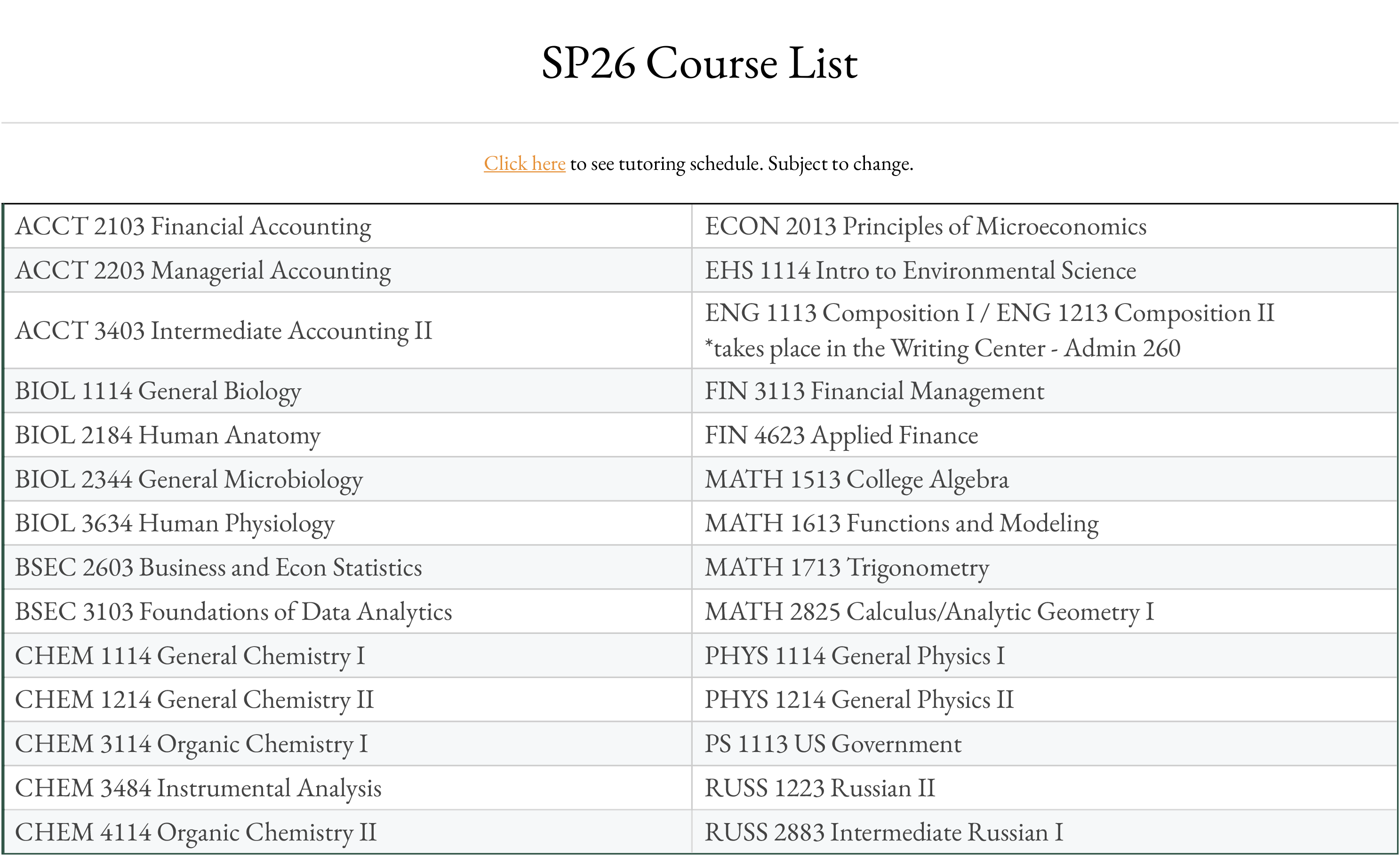 Click here to see tutoring schedule
