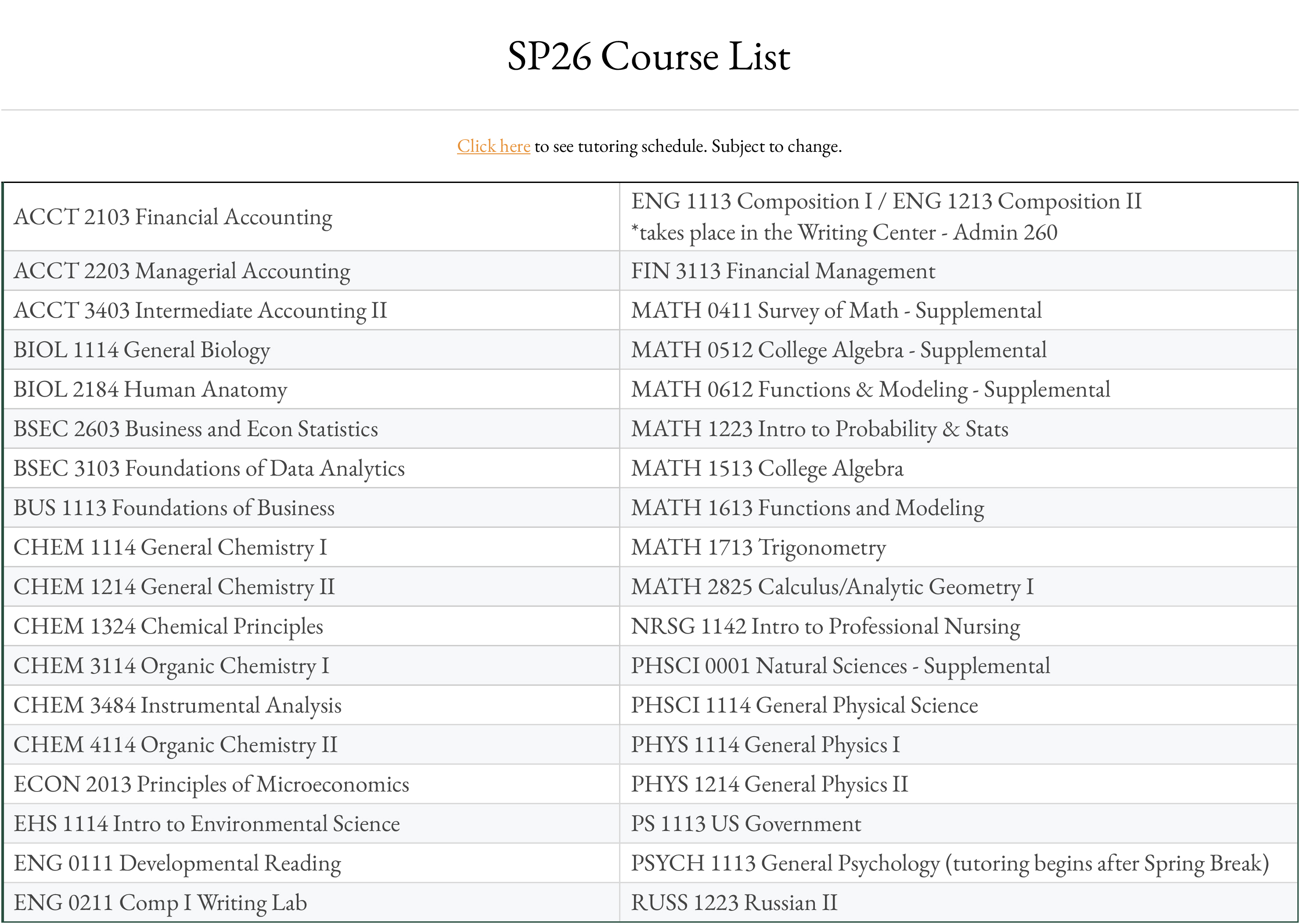 Click here to see tutoring schedule