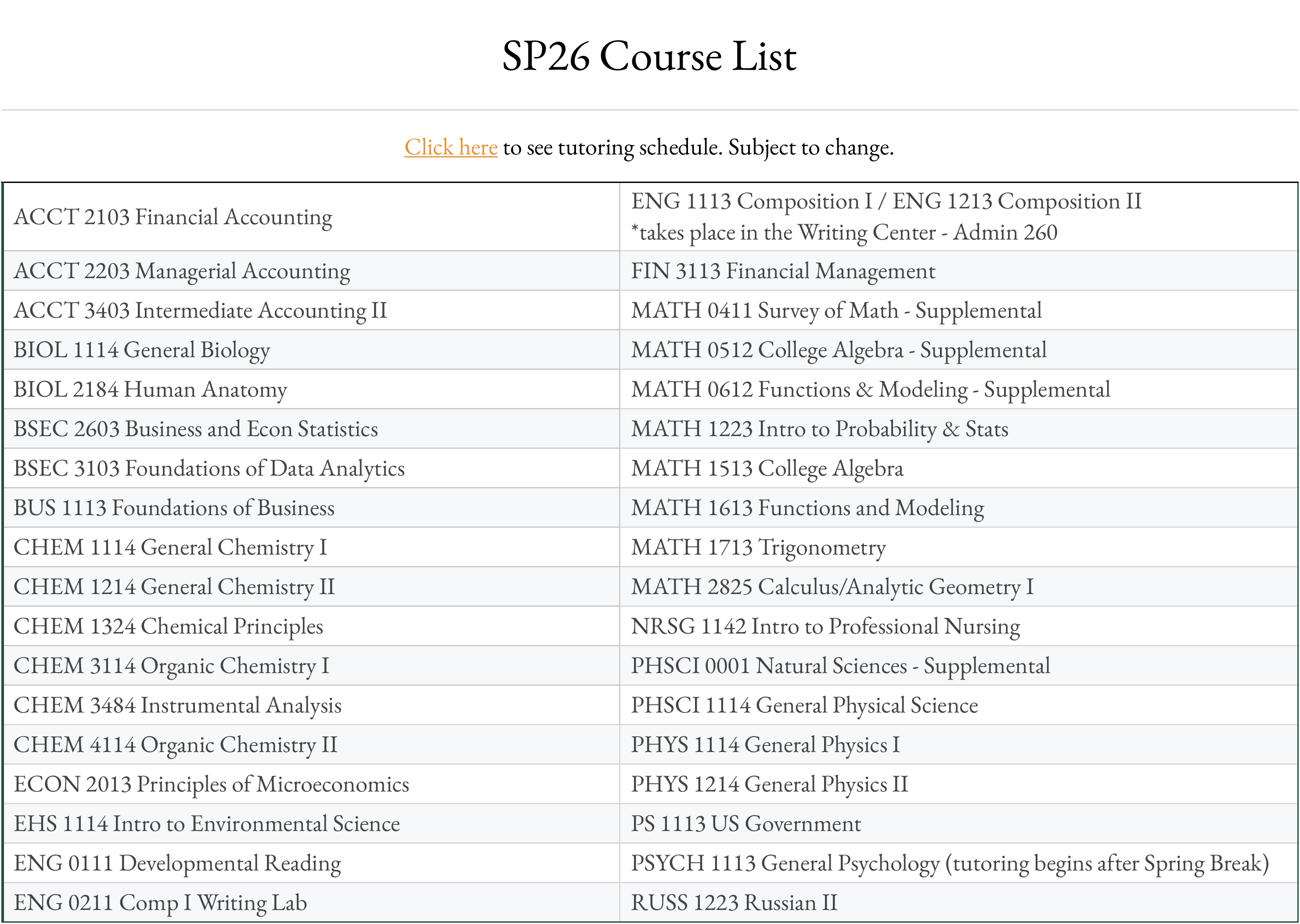 Click here to see tutoring schedule