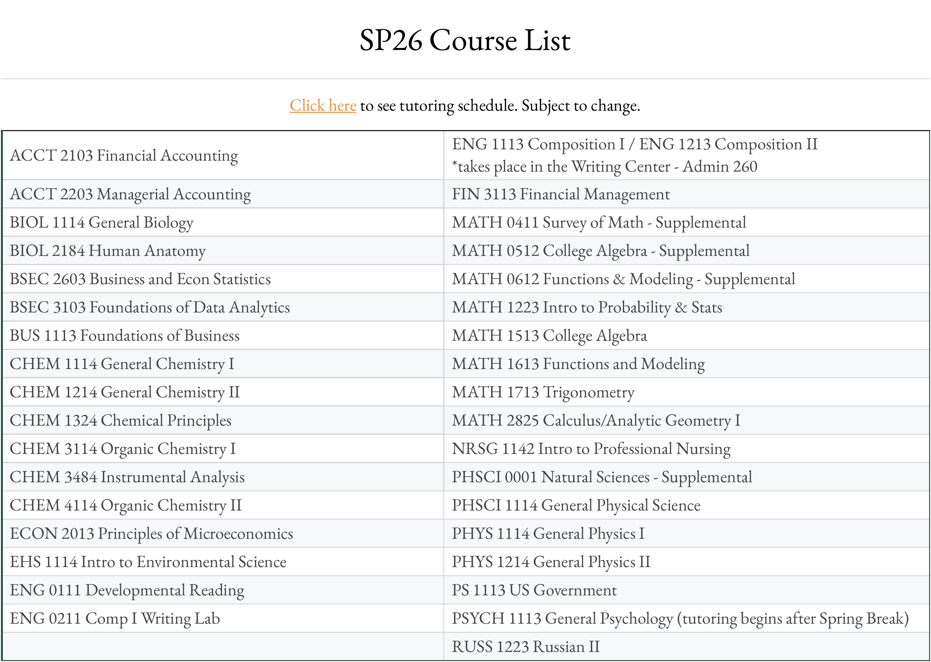 Click here to see tutoring schedule
