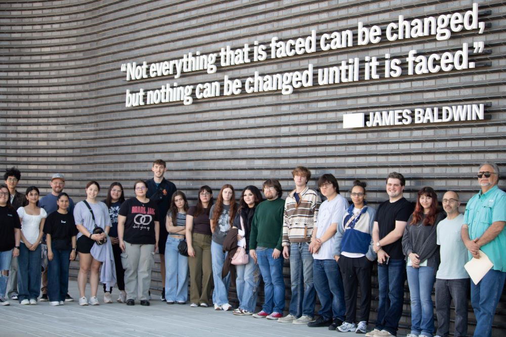Students outside Greenwood Rising museum