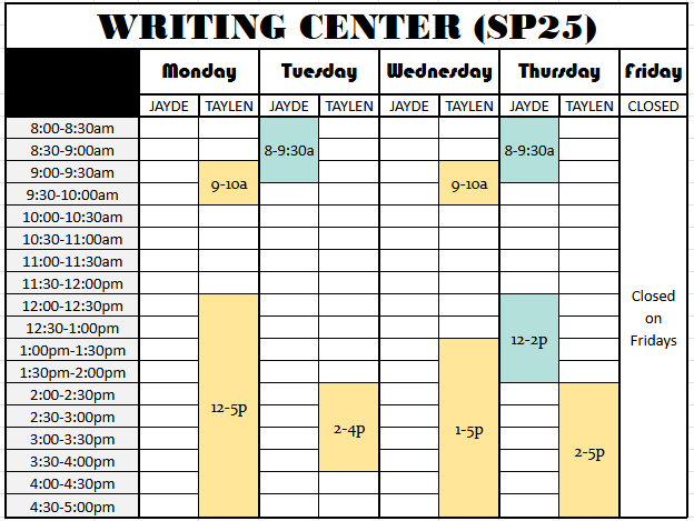 Writing Center (SP25)