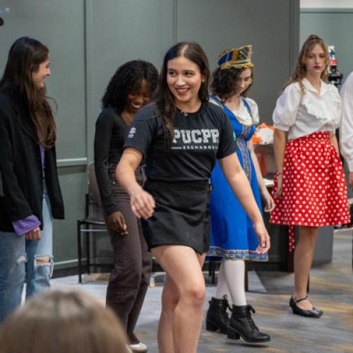 Students learning the Samba at Go Global Fair.