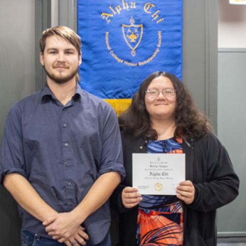 ECU Student being inducted into Alpha Chi